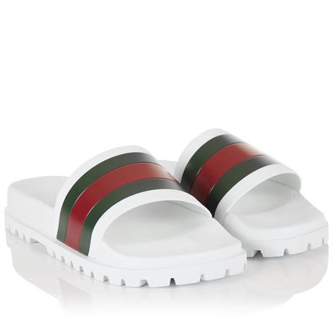 white gucci slide|white gucci slides men's.